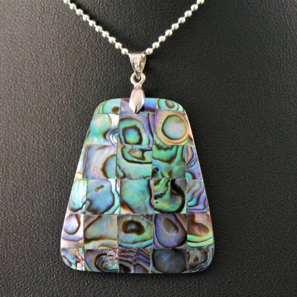 Jewelry - Trapezoid Natural Abalone Shell Pendant Necklace